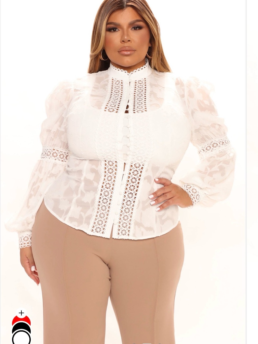 Fashion Nova White Lace Puff Sleeve Blouse
